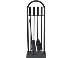 Hedendaagse Fireside Companion Boog Gereedschapsset - Staal Zwart - 23 x 14 x 66 cm - Set van 4 - Moderne Stijl - 11-324 Lambeth