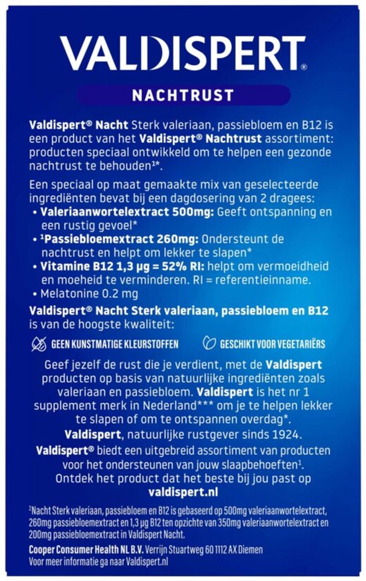 Valdispert Nacht Sterk - Passiebloem voor een goede nachtrust* - 40 tabletten