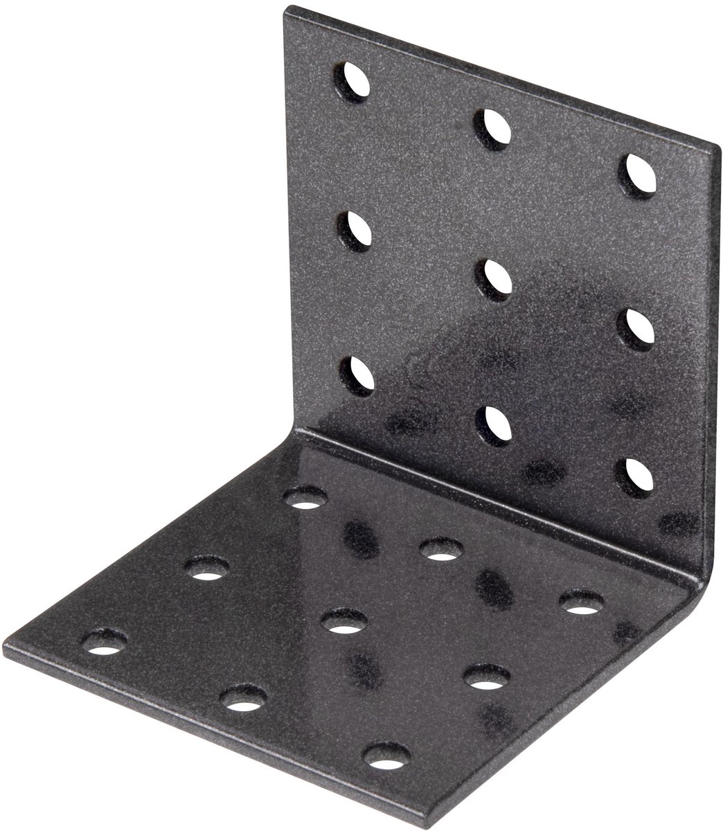 Alberts 823023 DURAVIS® geperforeerde hoekbeugel, zwartdiamant duplex gecoat, afmetingen 60 x 60 x 60 mm, 50er Set