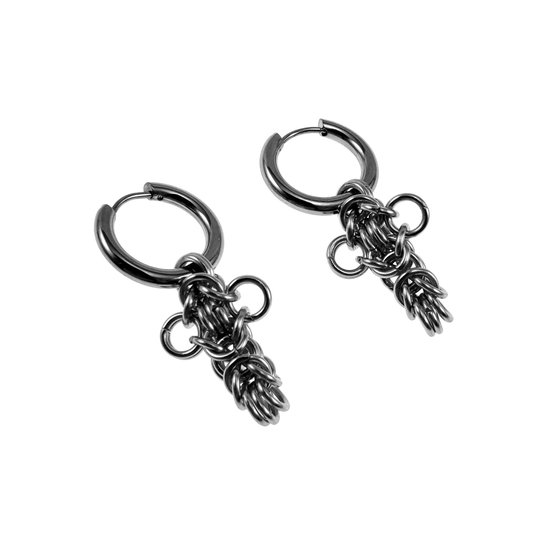 Boucles d'oreilles unisexes ∅17 mm x 2,5 mm - Acier inoxydable poli - Boucles d'oreilles croix byzantine - Boucles d'oreilles avec croix détachable - Handgemaakt