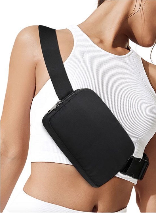 S4D® - Heuptas - Fanny Pack - Buideltas - Schoudertas - Heuptasje Dames en Heren - Ideaal Voor Al Uw Stijlvolle Outfits - Night Black
