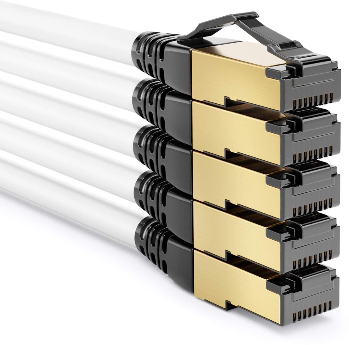 Image of 5x 0,5m CAT 8.1 Patchkabel S/FTP Netwerkkabel - 40Gbit RJ45 Ethernet Kabel - Wit