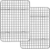 Ibenzoa® Hoogwaardig Roestvrij Stalen Keukenrooster Set voor Bakken en Koelen, 2 Stuks, Rechthoekig Ontwerp