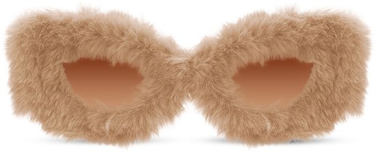 Zonnebril pluche - Zonnebrillen - Festival bril - Rave bril - Glasses - Classic model - Beige - Met bruine glazen van Merkloos — afbeelding 4