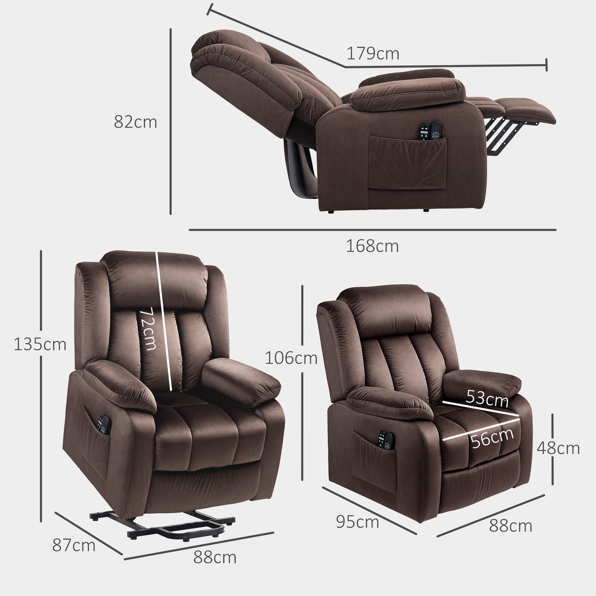 HOMCOM Relaxfauteuil met Sta-op Functie en Vibratiemassage