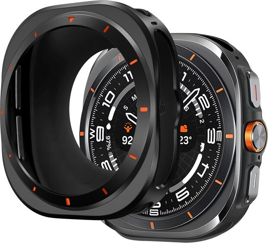 Bandz metalen hoesje geschikt voor Samsung Galaxy Watch Ultra / Ultra 2025 - case van hoogwaardig metalen materiaal - Robuuste bescherming (zwart)