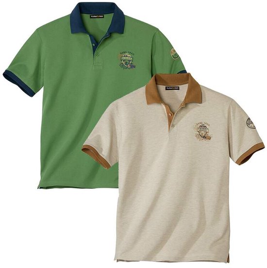 ATLAS FOR MEN - Set van 2 polo’s van piquéstof - Heren - Verkrijgbaar in grote maten - XXL