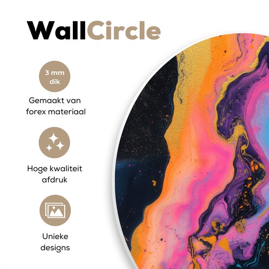 WallCircle® Cercle mural 60x60 cm - Cercle mural Moderne - Marbre - Oranje - Décoration murale salon - Décoration murale chambre - Accessoires de décoration de chambre - Tableaux ronds