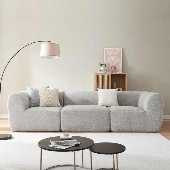 Canapé 3 places modulable Hurvas 313x108x76 cm gris [en.casa]