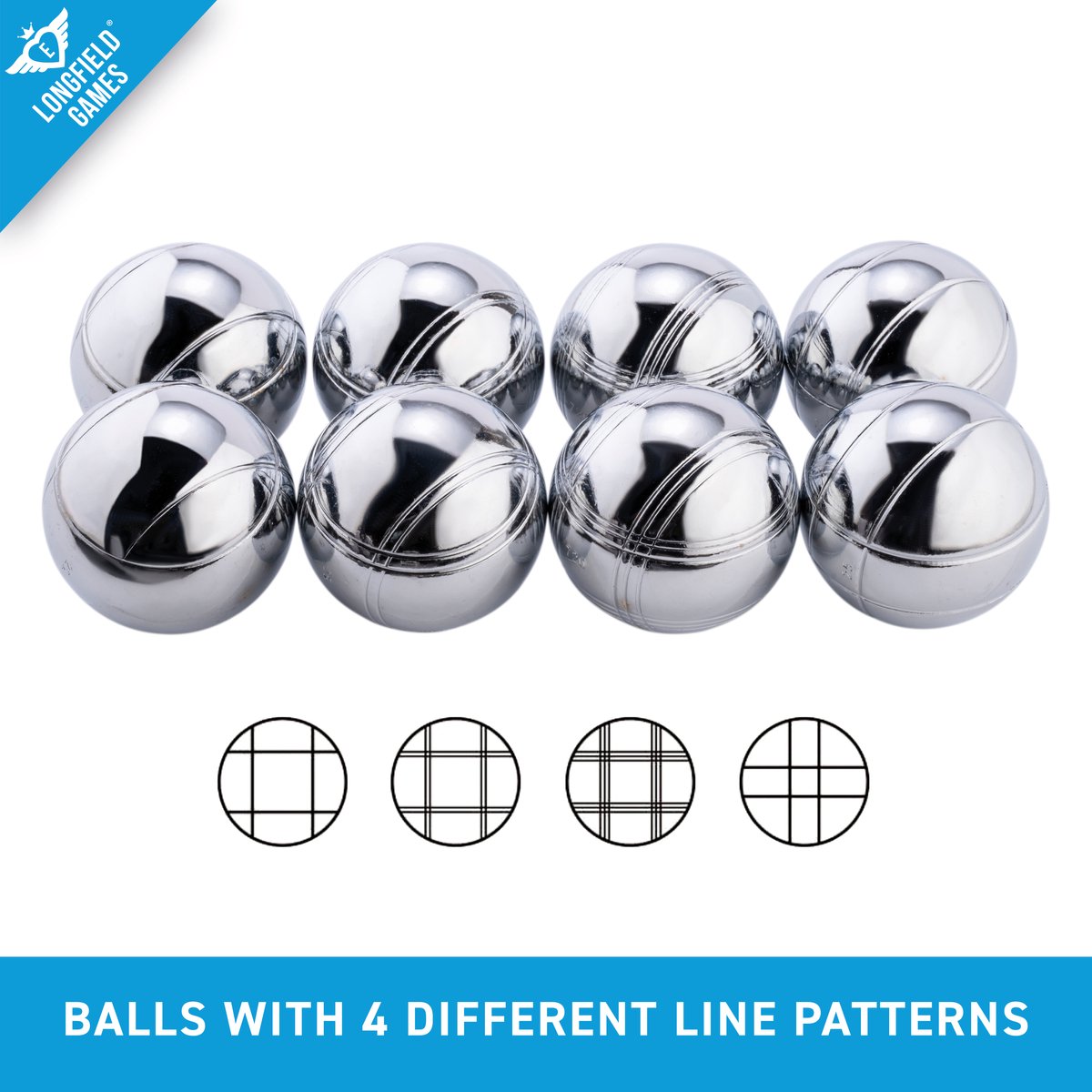 Metalen Jeu de Boules - 8 ballen in zwarte rits tas - Pétanque - Boules - Metalen ballen - Geschikt voor elke Jeu De Boules baan - Longfield — afbeelding 3