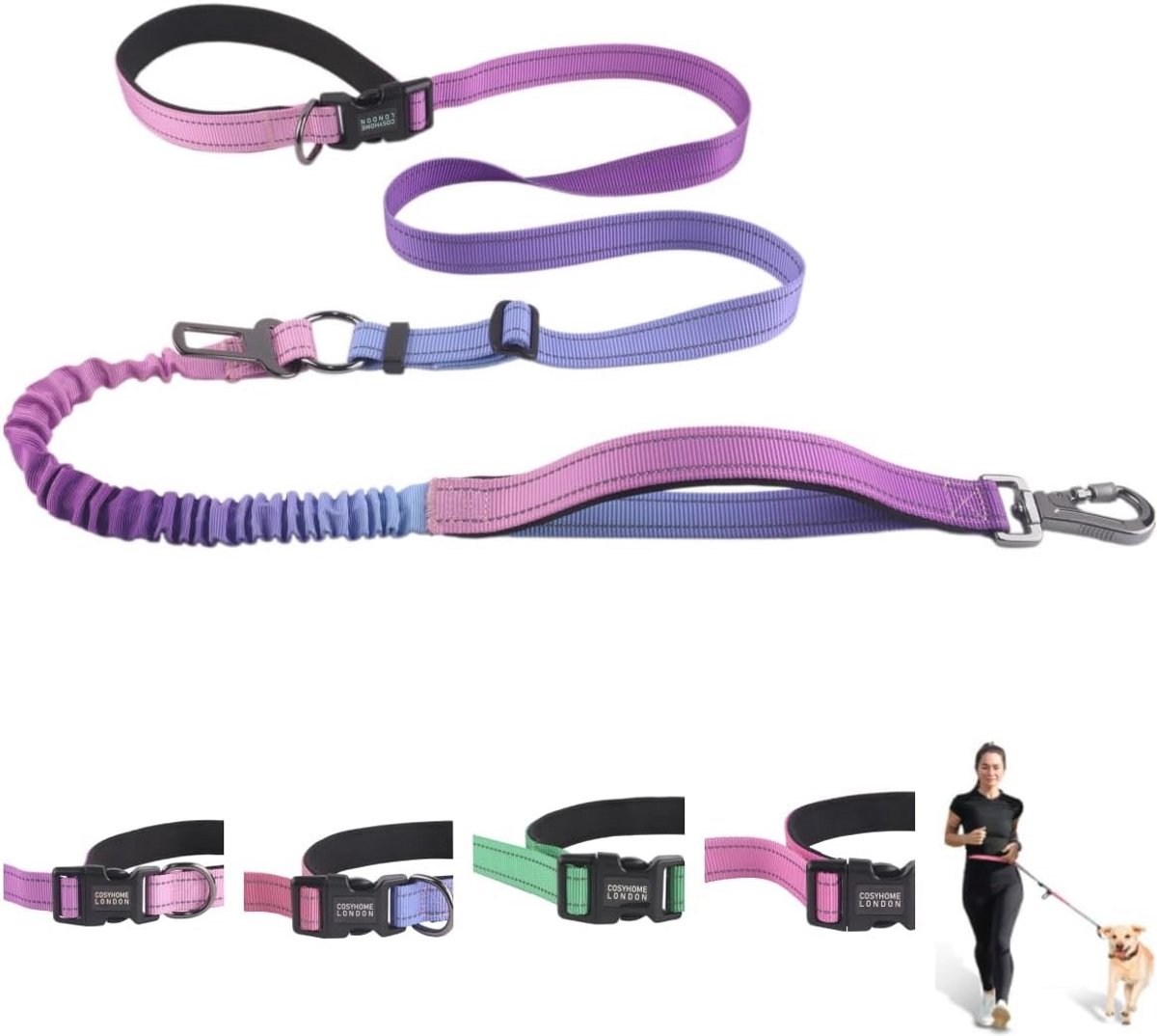 Handenvrije hondenriem voor training en wandelen - Zwaar belastbaar, anti-trek en bungee ontwerp