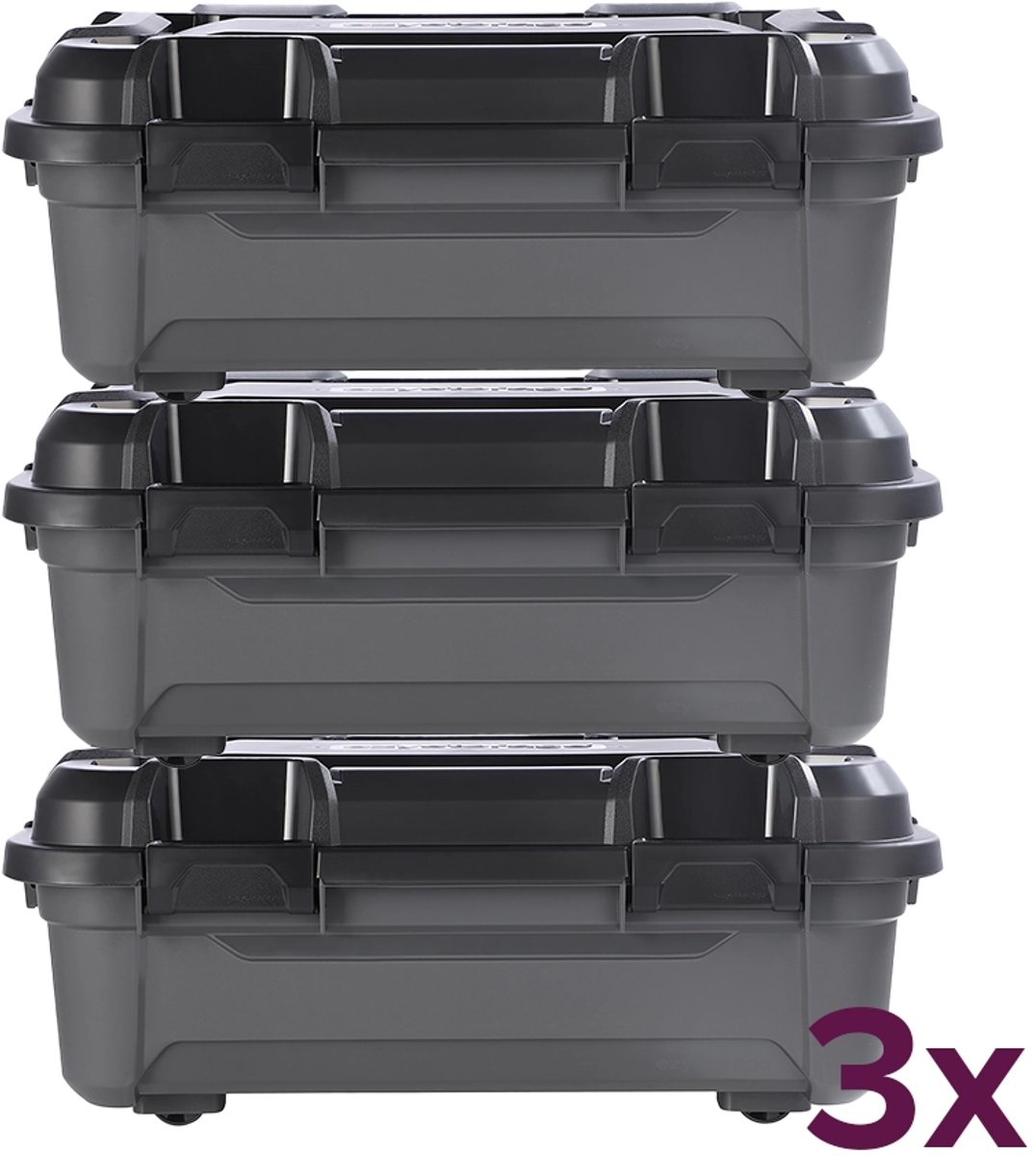 Ezystorage opbergbox heavy duty 31 liter (voordeelbundel) - Grijs - Stapelbaar | Met deksel | Waterdicht | Heavy Duty | Rolbaar - Opbergbox met deksel - Opslagbak - Opslagbox- Opbergbak