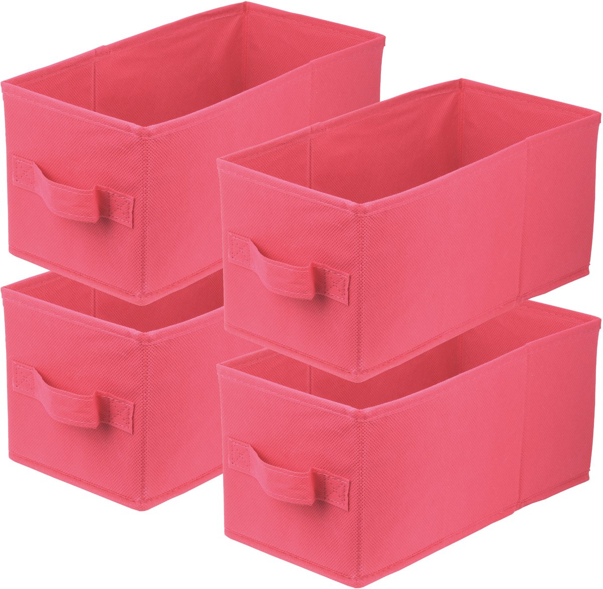 LAVITA® Opbergmand Textiel - 15x31x15 Donkerroze 4 Stuks - Opbergbox Kast Organizer Opbergdoos - Kastlade Verdeler Voor Kleding Ondergoed Badkamer Kledingkast - Vouwdoos Stoffen Doos Opbergdozen