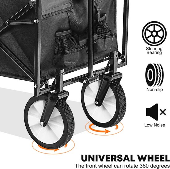 Opvouwbare Handwagen voor Buiten - Transportwagen tot 100 kg met Verstelbare Handgreep en Netvakken van Sekey — afbeelding 5