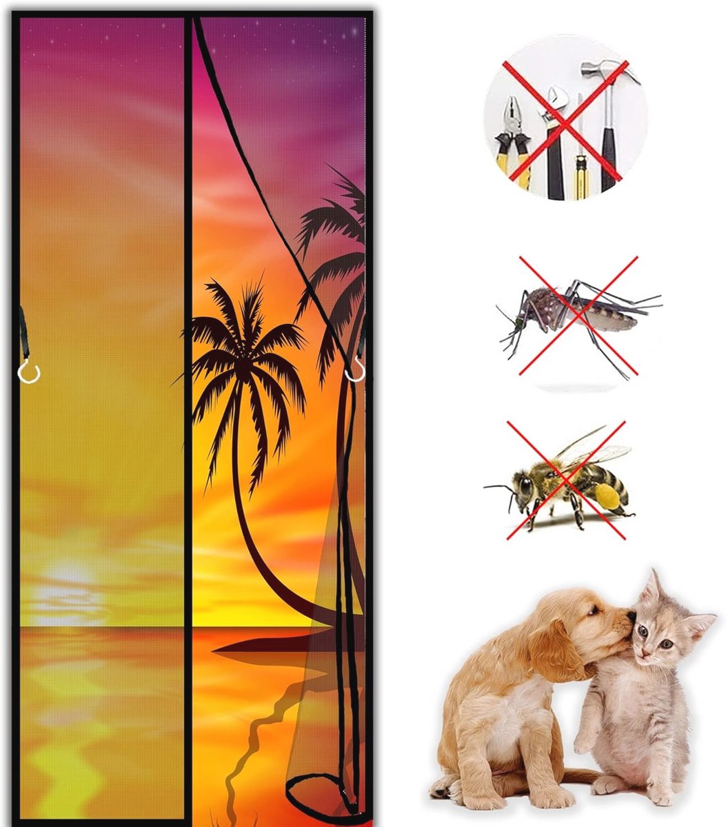 Handsfree hordeur met magnetische sluiting 125x255 cm - Insectenwerende scherm voor binnen en buiten
