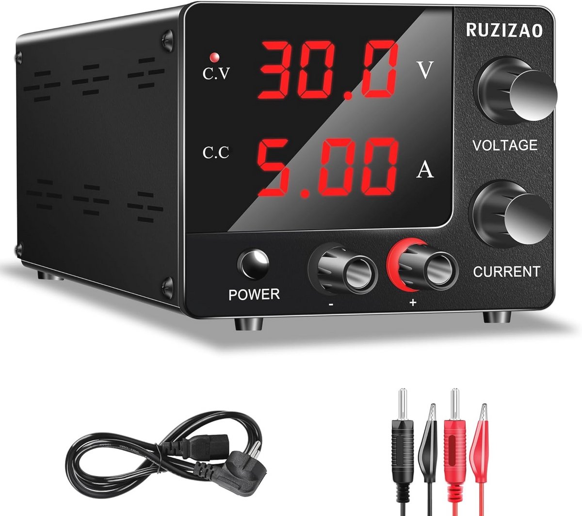 Verstelbare Laboratoriumvoeding tot 30V en 5A met LED-display en Encoder