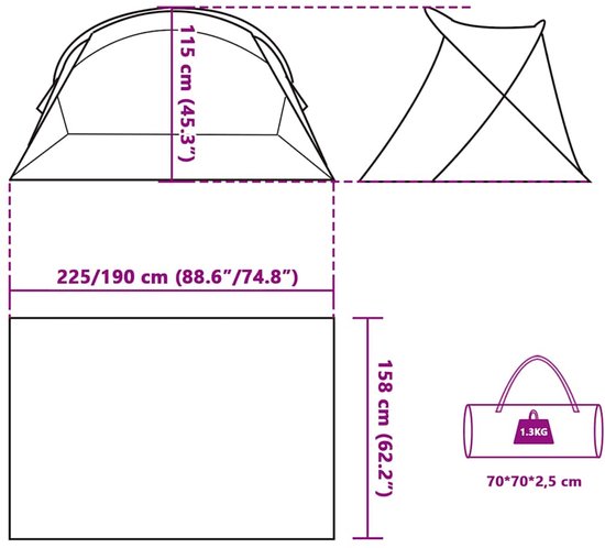 vidaXL - Strandtent - 2-persoons - pop-up - waterdicht - zeegroen van Vidaxl — afbeelding 4