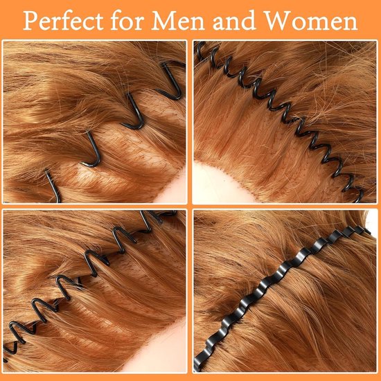 Bandeaux en métal pour hommes - Set de 9, design ondulé, antidérapants pour le sport, le yoga, la danse et le maquillage