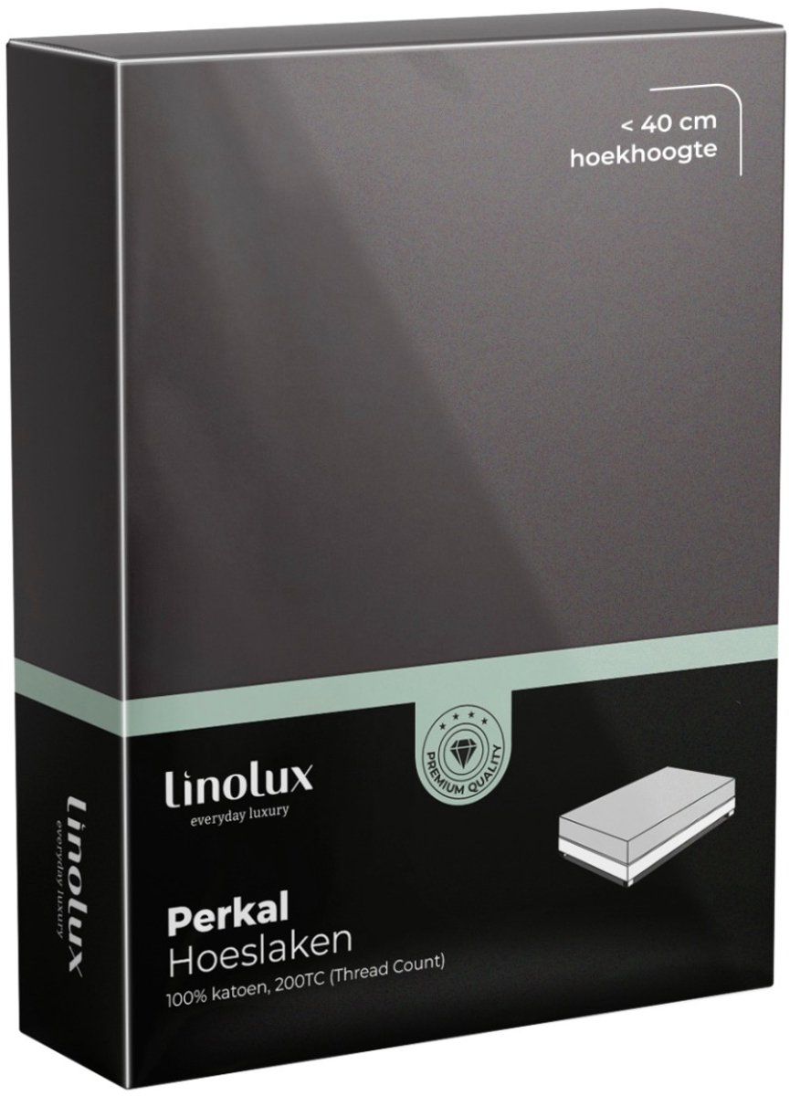 Linolux Hoeslaken Katoen Perkal Anthracite 160x210