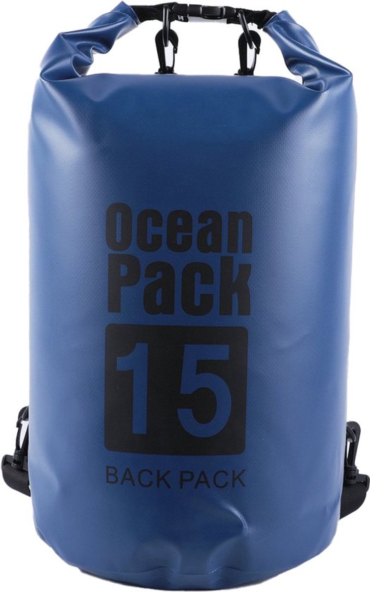 Waterdichte Tas - Dry bag - 15L - Blauw - Ocean Pack - Dry Sack - Survival Outdoor Rugzak - Drybags - Boottas - Zeiltas
