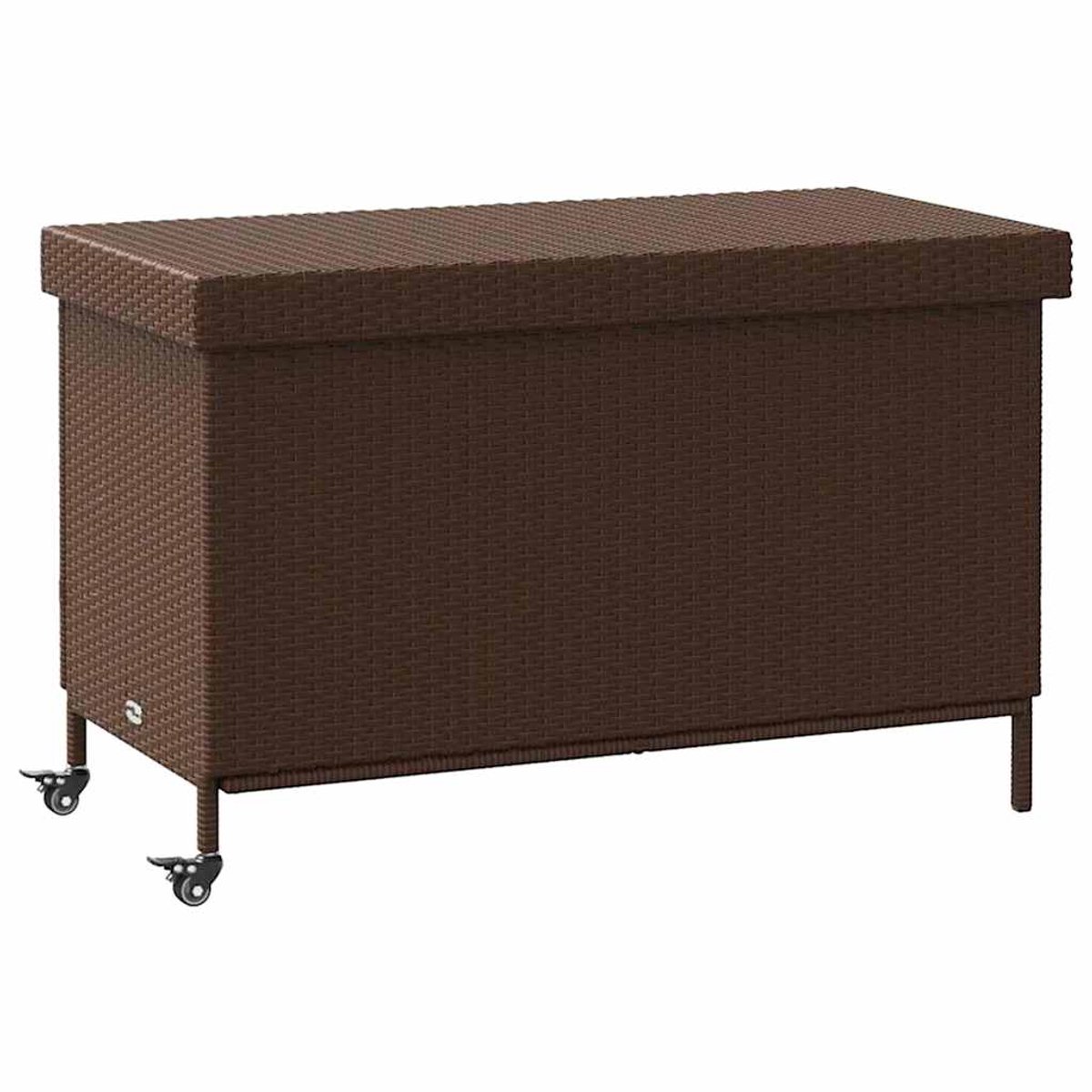 vidaXL - Tuinbox - met - wielen - 110x55x73 - cm - poly - rattan - bruin