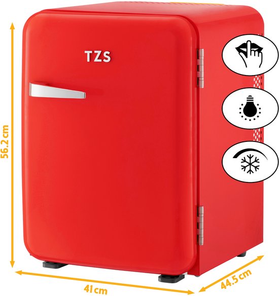 TZS First Austria Mini koelkast - Minibar - 40 liter - Vrijstaand - Volledig stil 22dB - Retro - Rood van TZS First Austria — afbeelding 4