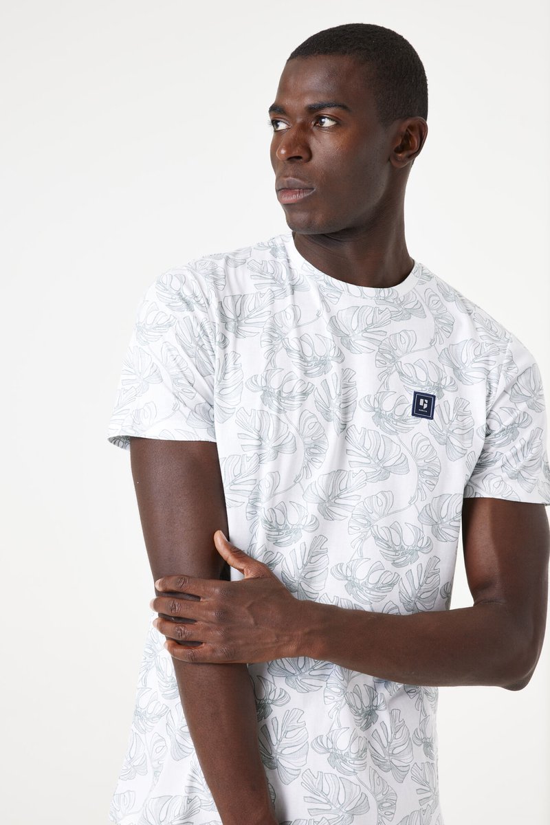 GARCIA Heren All over print T-shirt Wit Korte mouw