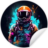 Behangcirkel astronaut - Neon - Muurstickers kinderkamer - Jongenskamer decoratie - Wandsticker - Ronde wanddecoratie - Behangsticker - 120x120 cm - Plak stickers - Cirkel behang - Sticker muur - Muurdecoratie cirkel