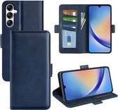 Samsung Galaxy A34 Hoesje - MobyDefend Luxe Wallet Book Case (Sluiting Zijkant) - Blauw - GSM Hoesje - Telefoonhoesje Geschikt Voor Samsung Galaxy A34