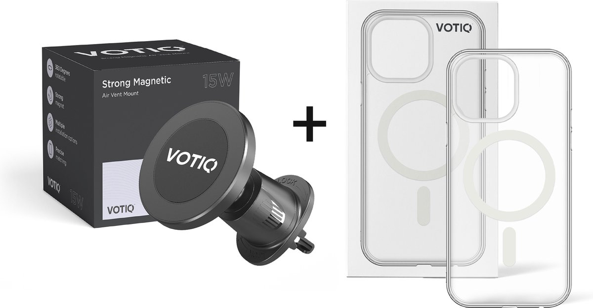 VOTIQ® Autohouder ventilatierooster voor MagSafe + Telefoonhoesje iPhone 12