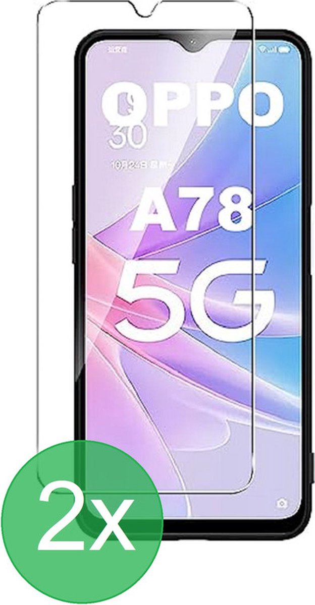 Screenprotector 2x Geschikt voor: Oppo A78 5G - screen protector - glas - bescherm - beschermglas - ZT Accessoires