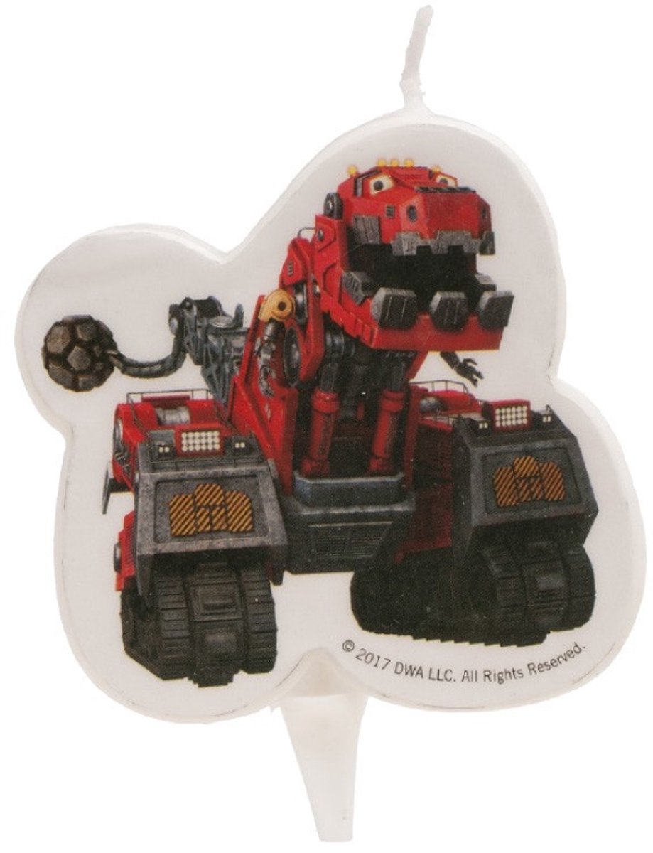 Dinotrux 2D verjaardag taart kaars 7,5 cm.