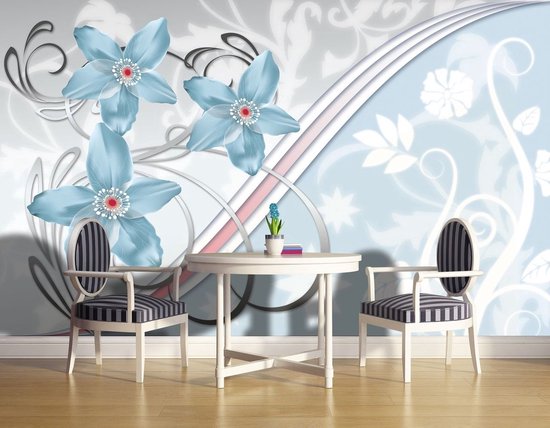 Bleu | Photomural gris, revêtement mural