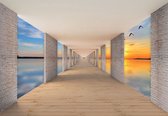 Fotobehang - Vlies Behang - 3D Tunnel over het Meer - 254 x 184 cm