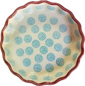 Floz Design aardewerk tartelette - kleine taartvormpjes van steen - blauw patroon - set van 2 - fairtrade