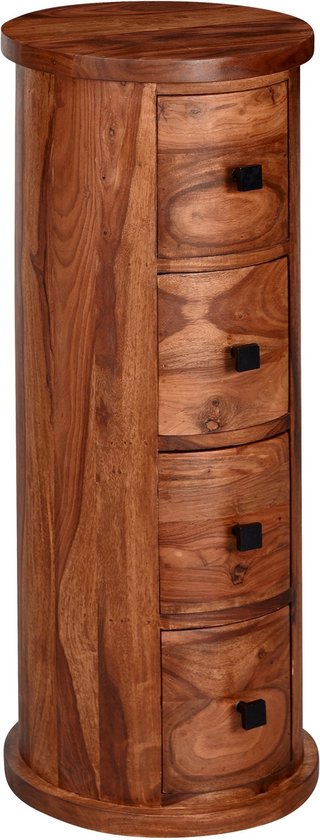 Buffet design Rootz en bois massif de sheesham 35x85x35 cm - Meuble avec 4  tiroirs -... | bol