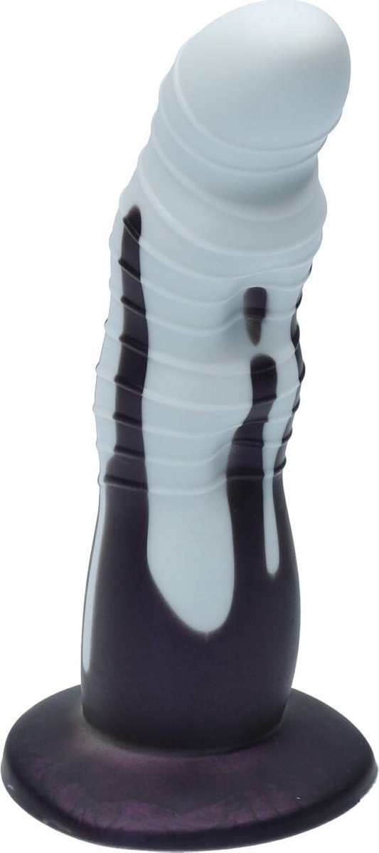 Goedkoopste Ylva & Dite - Rhea - Siliconen Dildo met zuignap - Made in Holland - Pastel Grijs / Donker Paars Metallic