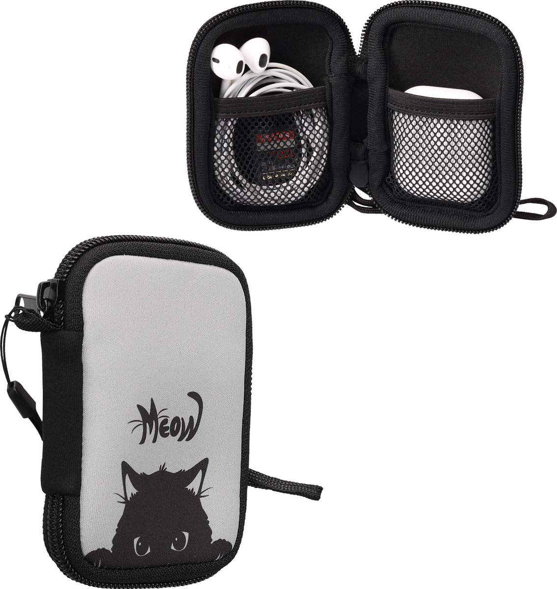 kwmobile hoesje voor draadloze oordopjes - geschikt voor in-ear Headphones - - In Kat Meow design