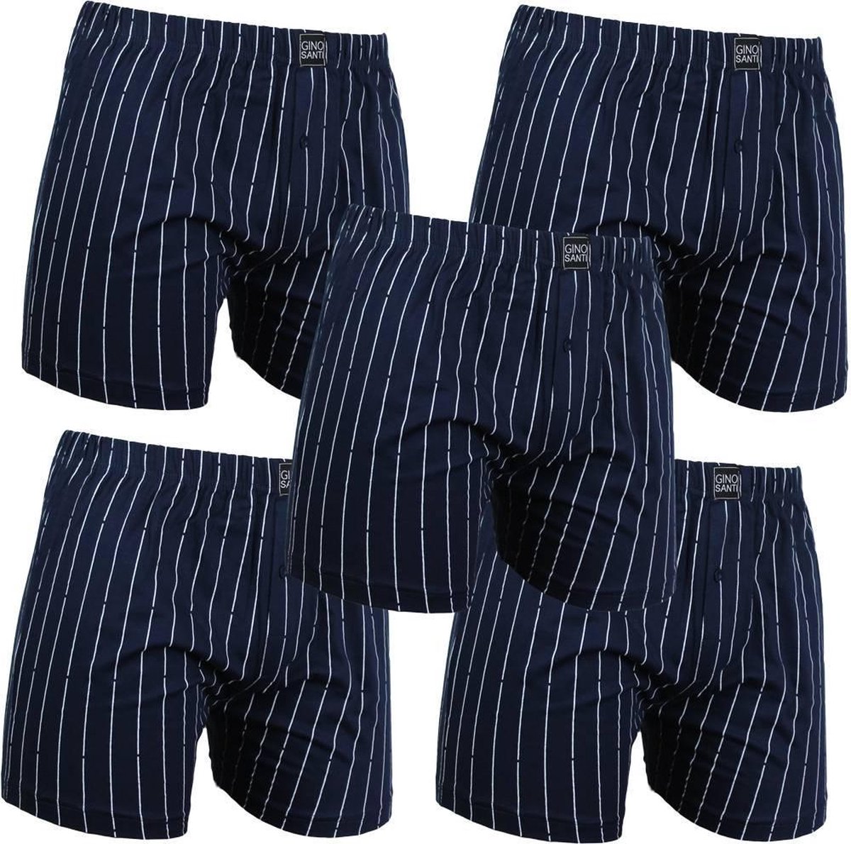 Gino Santi Klassieke boxer 5 pak Navy Pin Stripe