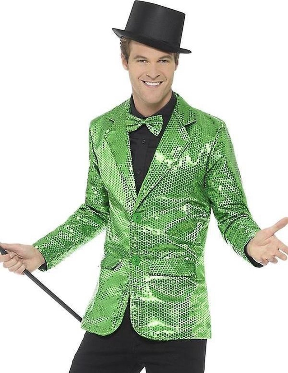 Déguisement Veste fluo vert homme : Veste Colbert veste de costume
