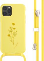 iPhone 11 Pro Hoesje Met Koord - iMoshion Siliconen design hoesje met koord - Geel / Flower Yellow