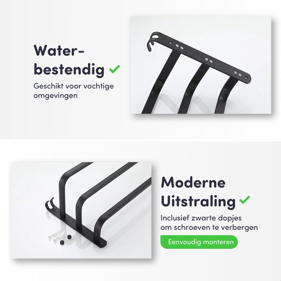 EAVY Handdoekrek Badkamer - 60 cm breed - Handdoekenrek - Handdoekhouder - Handdoekstang - Badkamerrek