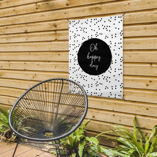 Décoration de jardin - Proverbes - Citations - Oh happy day - Points - Jardin - 60x80 cm - Affiche jardin - Tissu jardin