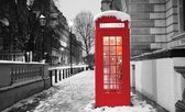 Fotobehang - Vlies Behang - Rode Telefooncel in Londen - 254 x 184 cm