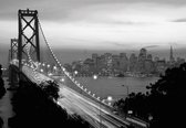 Fotobehang - Vlies Behang - Golden Gate Bridge in zwart-wit - 208 x 146 cm