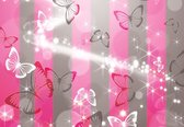 Fotobehang - Vlies Behang - Vlinders - Roze - 312 x 219 cm