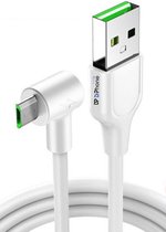 DrPhone D10 - Câble de charge Micro USB coudé à 90° - Câble - Super charge 5A - 2 mètres - Wit