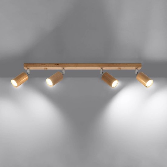 Sollux Lighting - Plafondspot BERG 4 natuurlijk hout