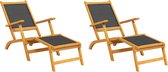 vidaXL Chaises de terrasse 2 pcs Bois d'acacia massif et textilène