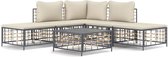 vidaXL - 6-delige - Loungeset - met - kussens - poly - rattan - antracietkleurig